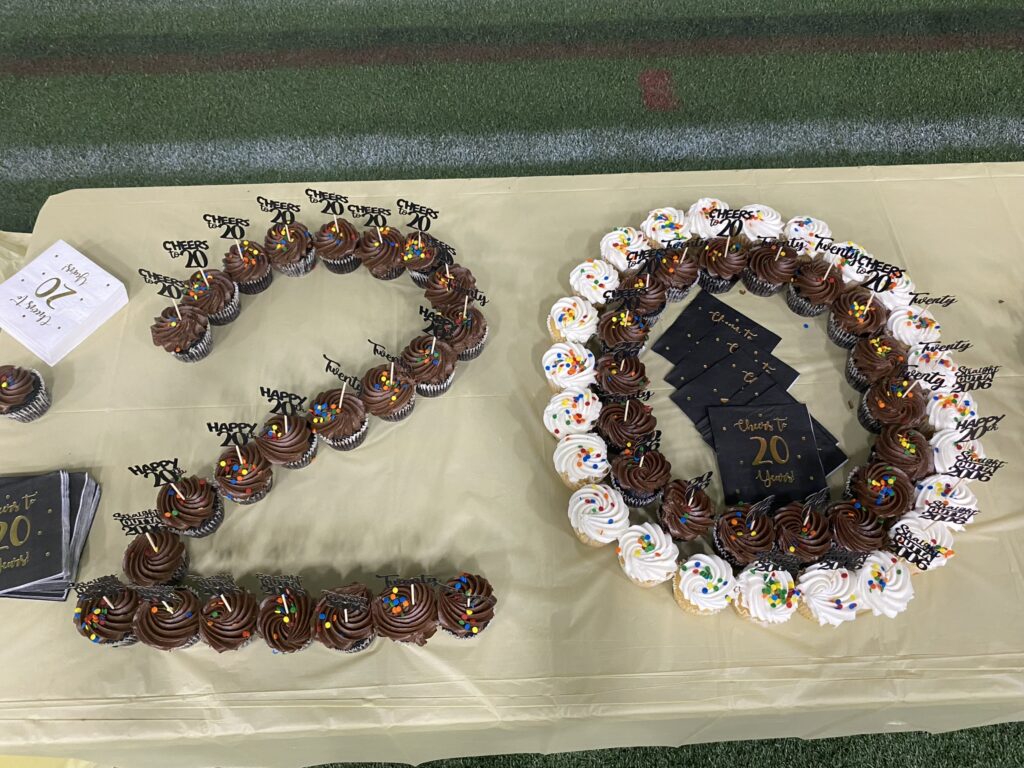 Number 20 made out of cupcakes